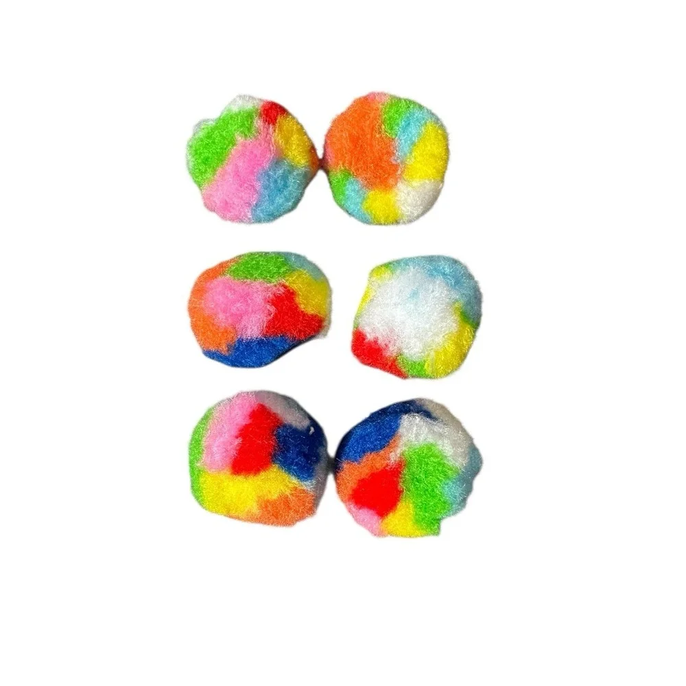 NEW lot of 6 colorful cat toy balls plush soft